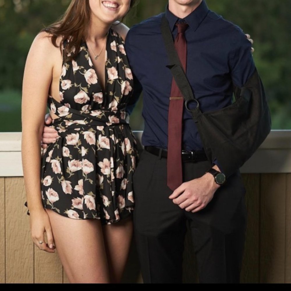 Lulus Black and Floral Convertible Romper